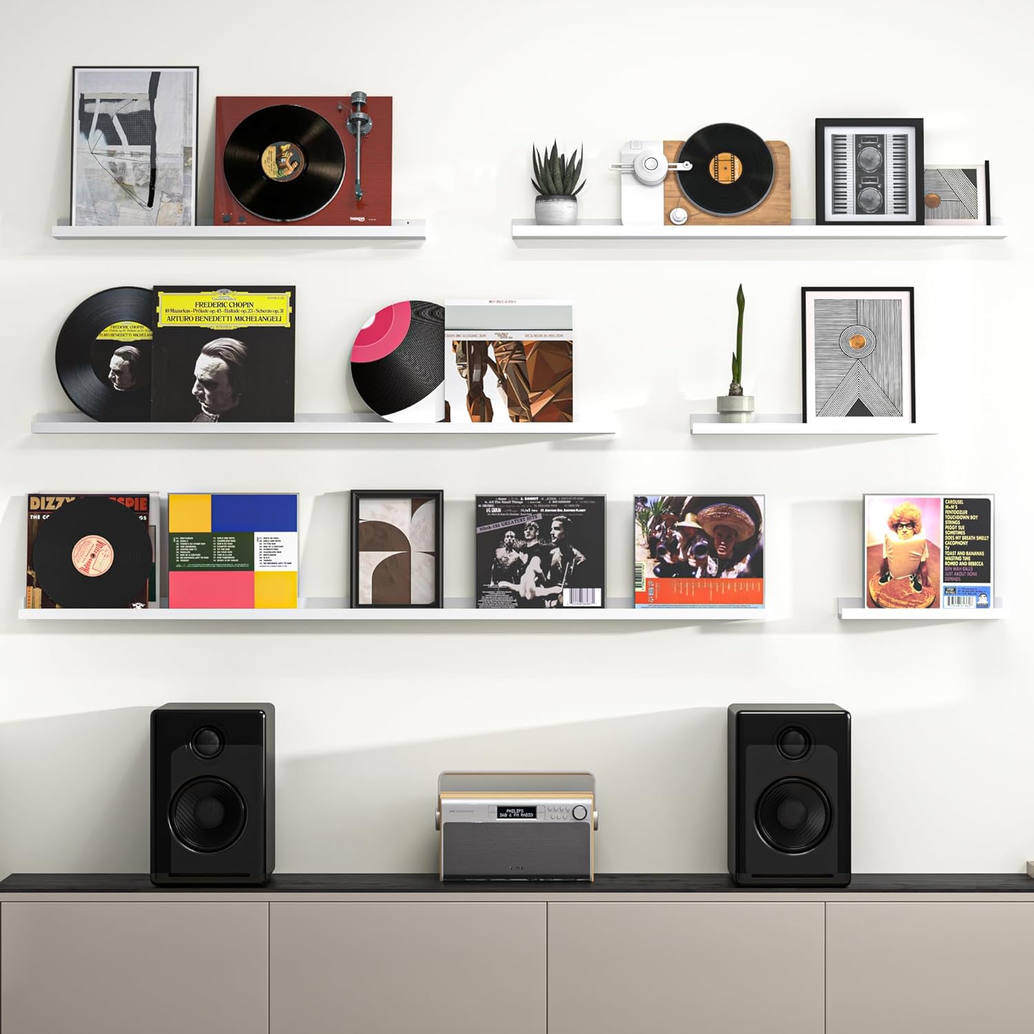 Heimlove Picture Ledge Shelf, Floating Shelves Set of 2, 24 Inches Picture Shelf for Wall with