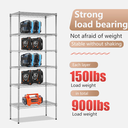 FDW 6 Tier Wire Shelving Units 23L x 13W x 59H Adjustable Metal Storage Rack NSF Pantry Shelves