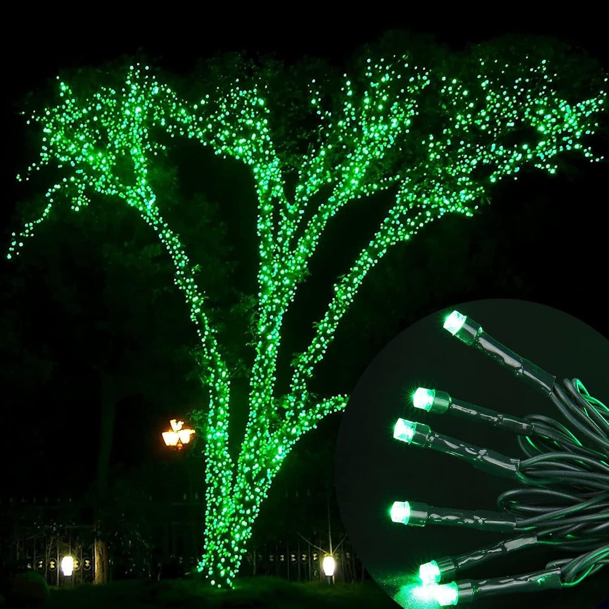 Joomer Green Solar Christmas Lights, 2 Pack Total 144FT 400 LED 8 Modes Waterproof Solar Christmas