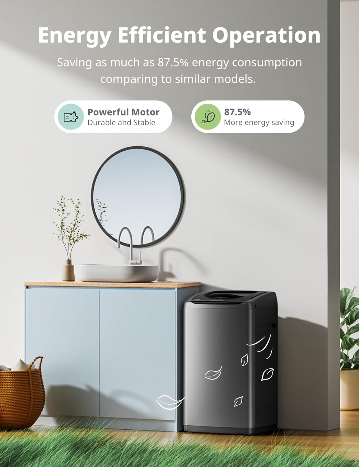 Comfee Portable Washing Machine, 0.9 cu.ft Compact Washer With LED Display, 5 Wash Cycles, 2