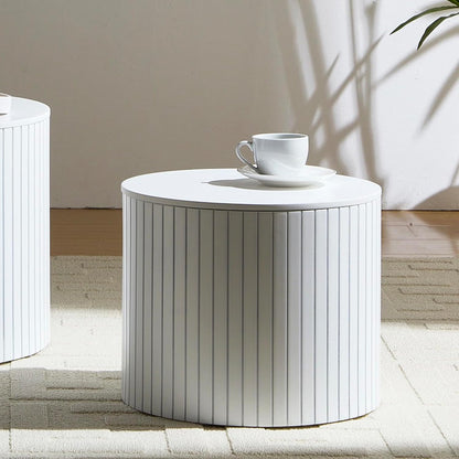 Nesting Cofee Tables Set of 2 with Storage, Modern Round Wooden Coffee Table Circle Side Tables