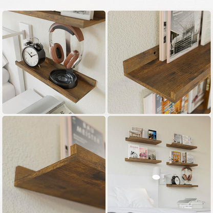 RICHER HOUSE 8 Set Floating Wall Mounted Shelves, Nursery Hanging Book Shelves with Lip for