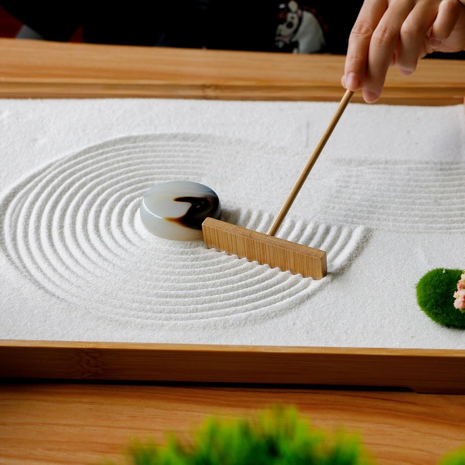 Zen Garden Tools Kit Accessories - Japanese Zen Garden Decor Zen Rake Set Mini Bamboo Rock Sand
