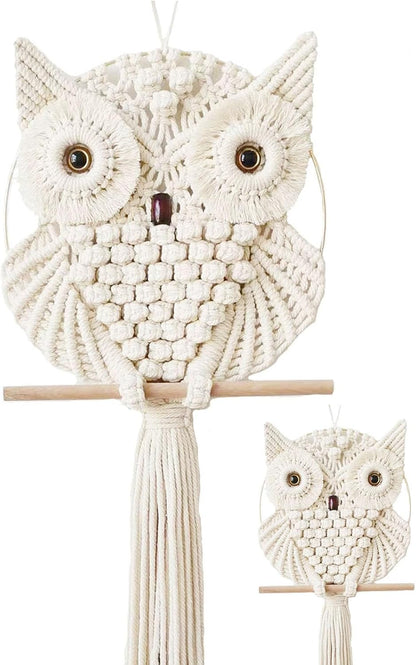 Achart Owl Macrame Wall Hanging-Hand Woven Boho Tapestry-Macrame Wall Decor -Owl Decor for Bedroom