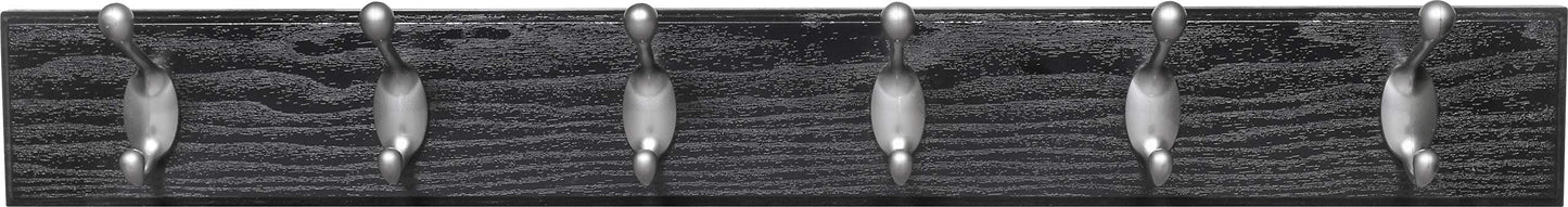 HIGH & MIGHTY 515757 Coat Rack 6 Hook Rail, Easy Tool-Free Dry Wall Installation, Holds up to