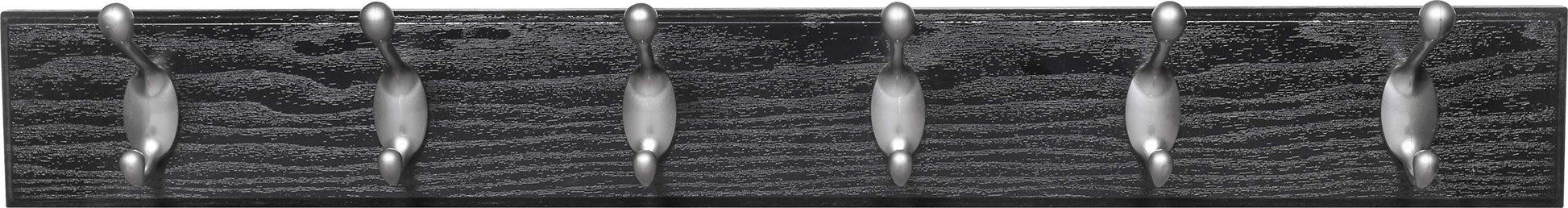 HIGH & MIGHTY 515757 Coat Rack 6 Hook Rail, Easy Tool-Free Dry Wall Installation, Holds up to