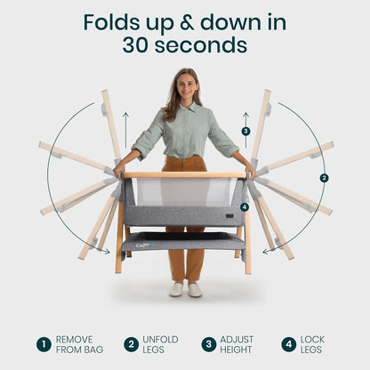 CoZee® Air Baby Bassinet & Bedside Sleeper - Rocking Bassinet for Baby, Fast-Folding with Travel