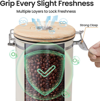 Veken Coffee Canister, 39OZ Large, Airtight Stainless Steel Food Storage Container for 2.2lbs