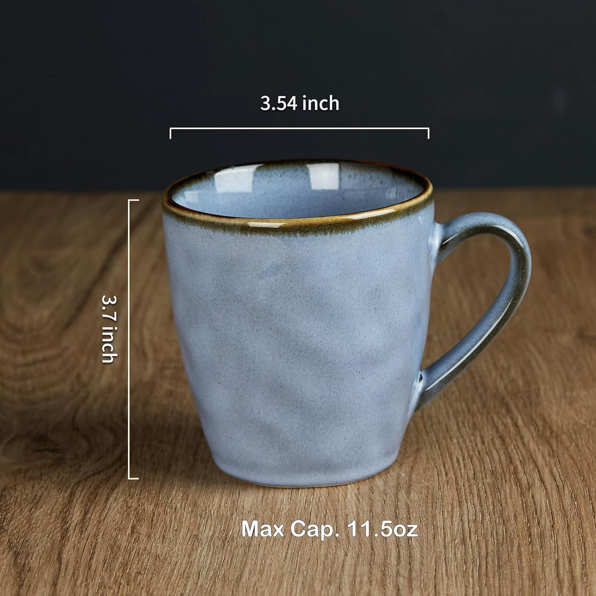 famiware Coffee Mugs Set of 4, Ocean Round 11.5oz Coffee Cup Set with Handle for Cocoa, Milk, Hot
