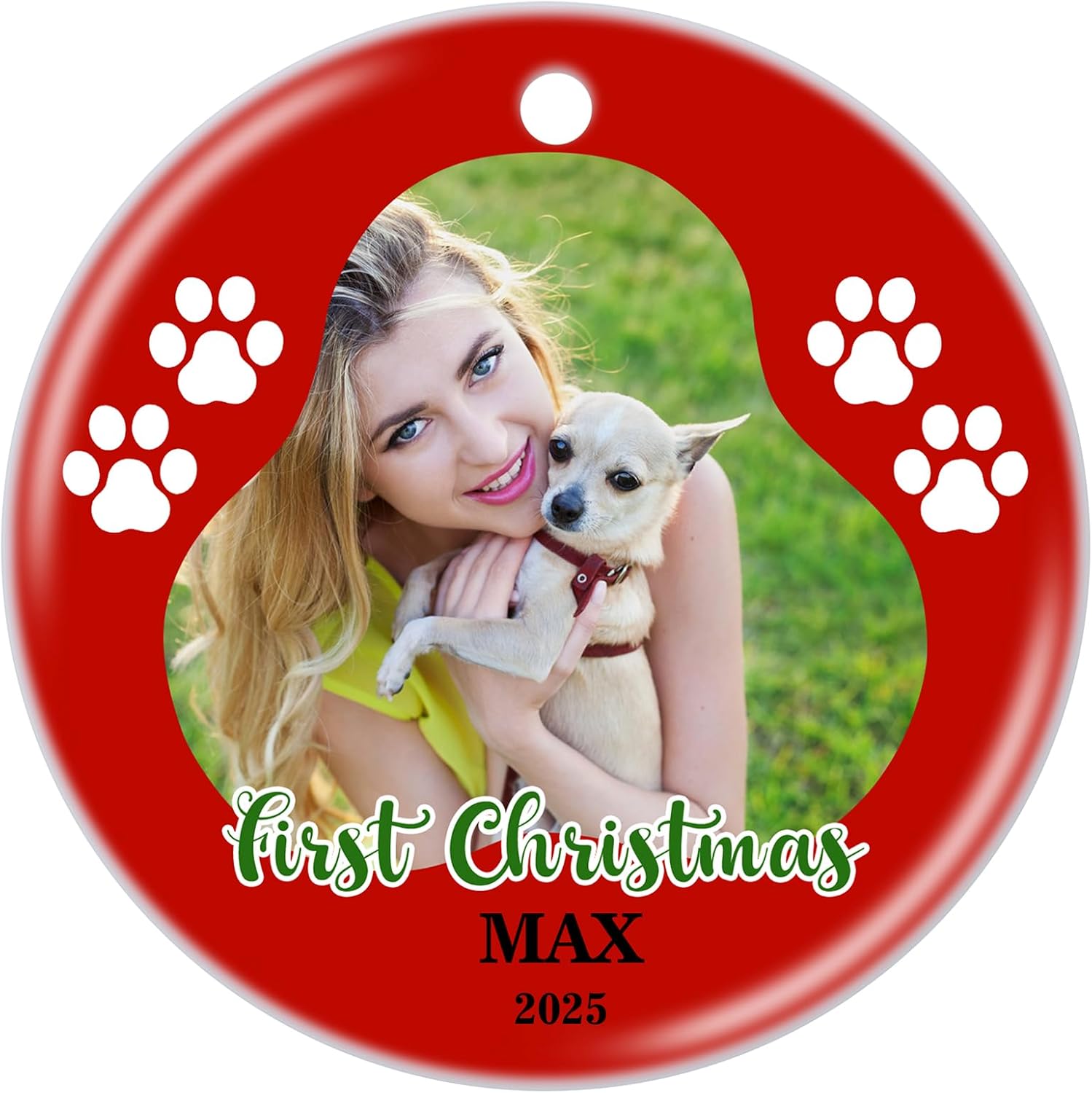 Personalized Christmas Ornament 2025 Custom Pet Memorial Gifts Photo Ornament Dog Cat First