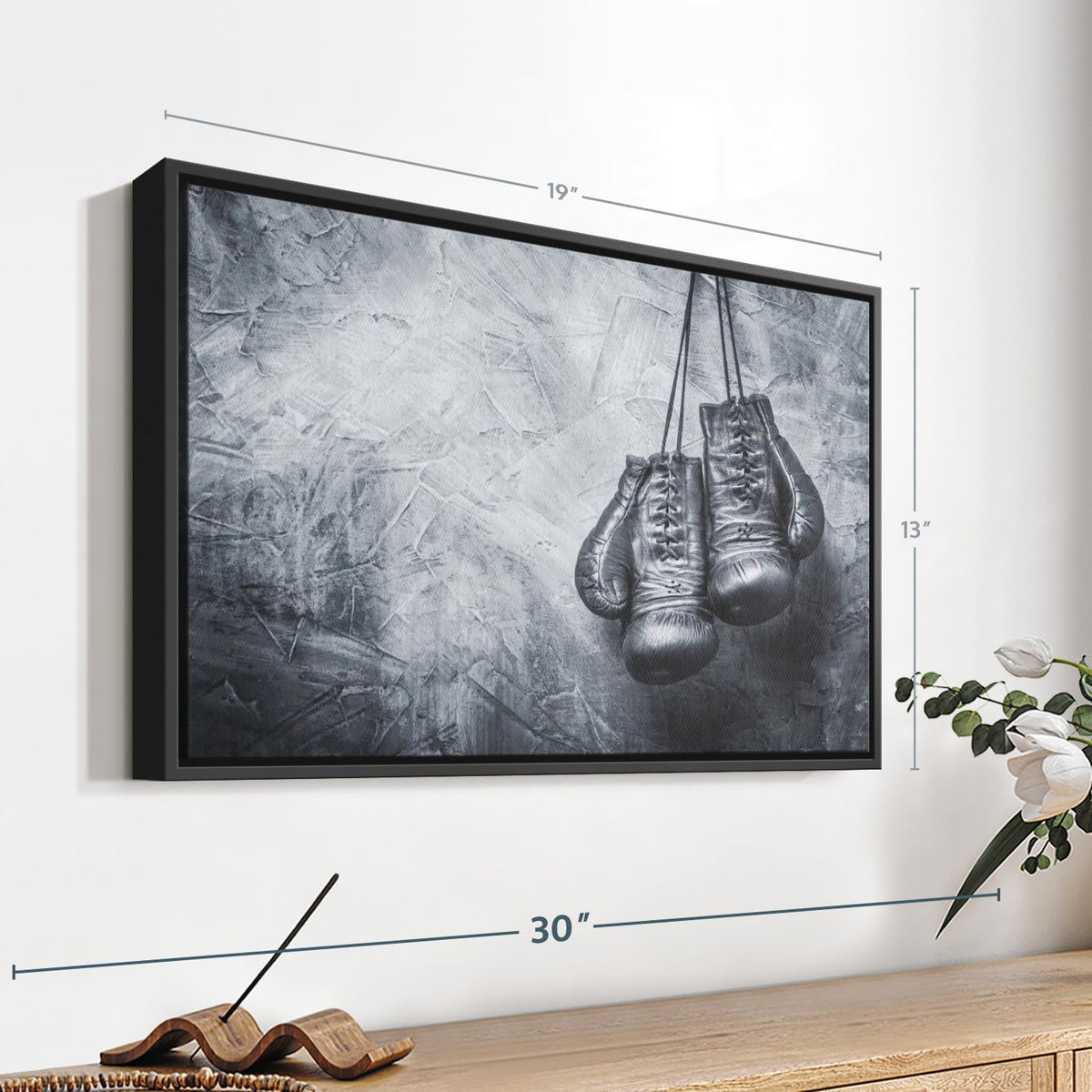 ElephantStock Boxing Gloves Wall Art - Horizontal Framed Canvas - 1-Piece Living Room Wall Decor