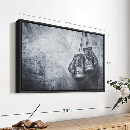 ElephantStock Boxing Gloves Wall Art - Horizontal Framed Canvas - 1-Piece Living Room Wall Decor