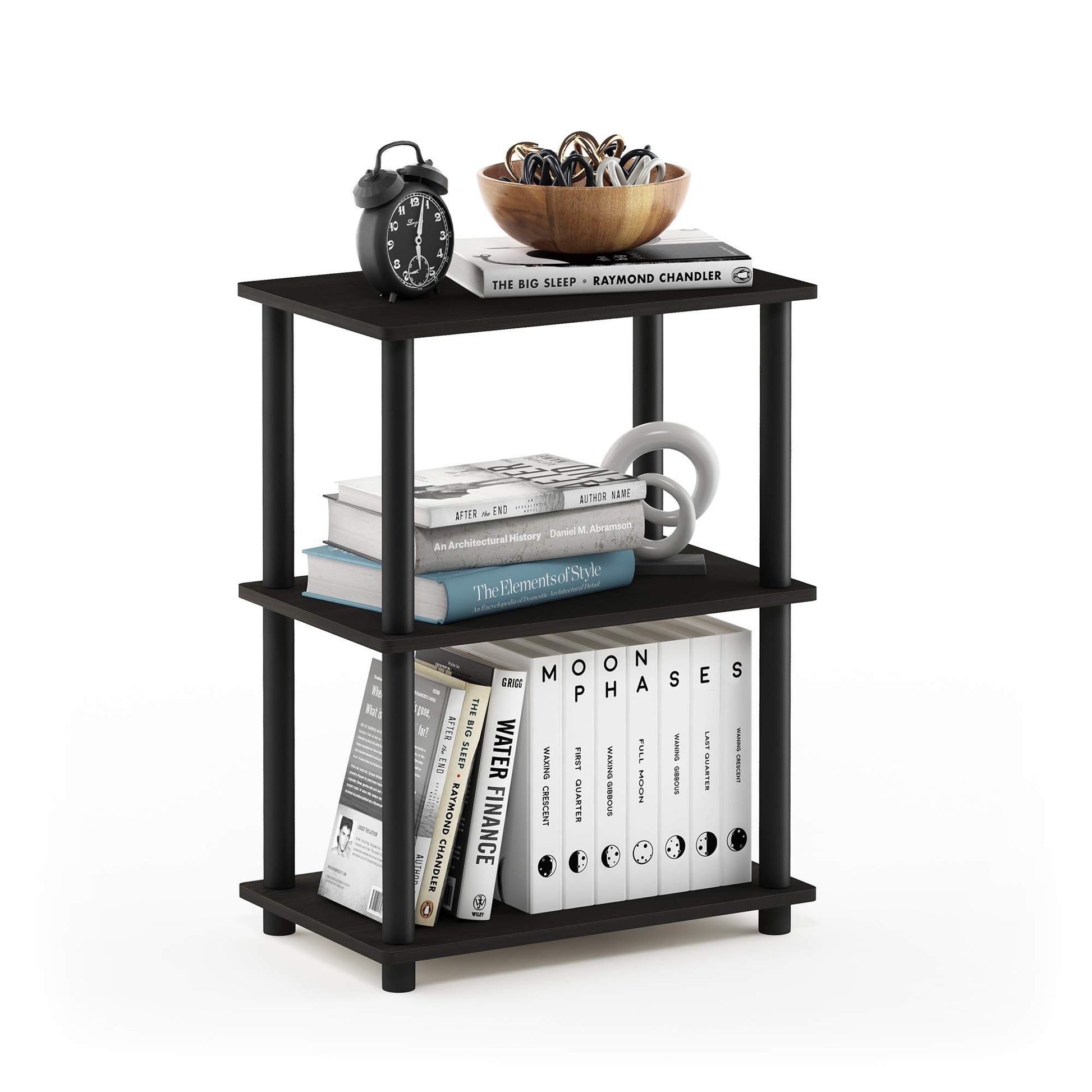 Furinno TURN-N-TUBE Storage Shelves, 3-Tier Book Shelf, Corner Shelf, Toolless Open Shelves, for