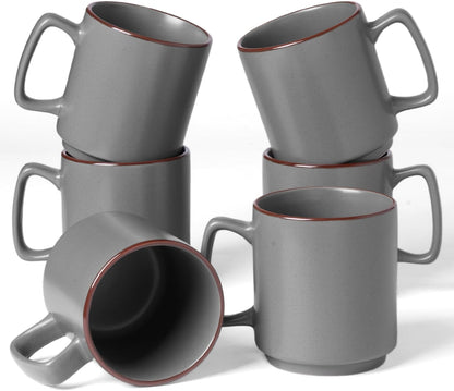 famiware Coffee Mugs Set of 6, Nebula 14oz Coffee Mugs, Ceramic Cup Set with Handle for Latte, Tea