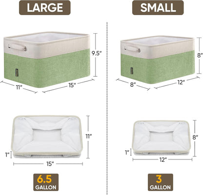 BALEINE 2 Pack Fabric Storage Bins for Shelves, Linen Storage Baskets for Organizing, Decorative