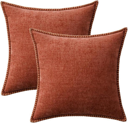MIULEE Pack of 2 Fall Couch Throw Pillow Covers 16x16 Inch Burnt Orange Farmhouse Decorative Pillow