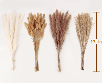 Dried Pampas Grass Decor, 100 Stems Pampas Grass Contains Bunny Tails Dried Flowers, Reed Grass