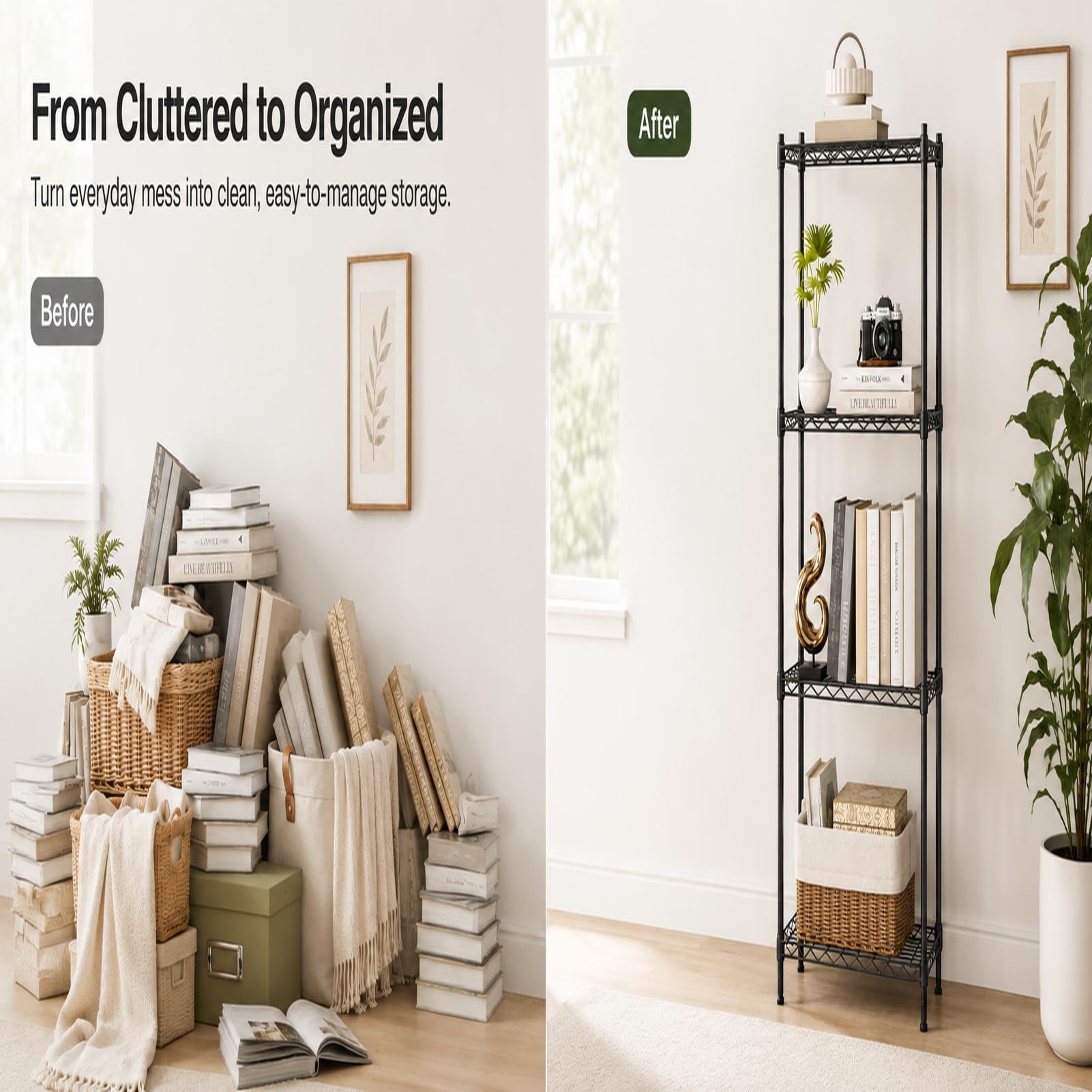 Orchidleaf 4 Tier Storage Shelves, Metal Wire Shelving Unit, Heavy Duty Adjustable Shelf Rack for