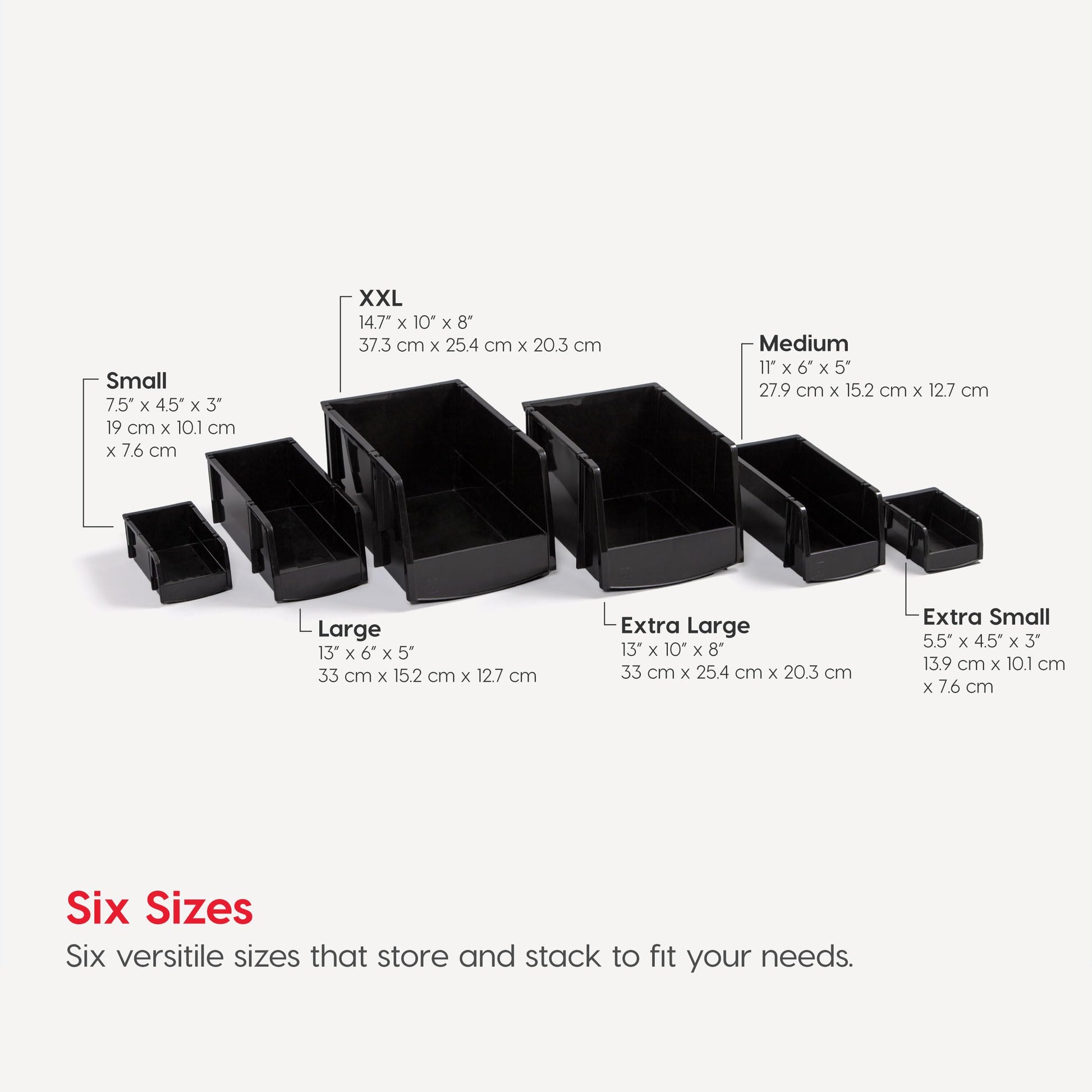 IRIS USA 8-Pack, Small Stackable Storage Bins, Black