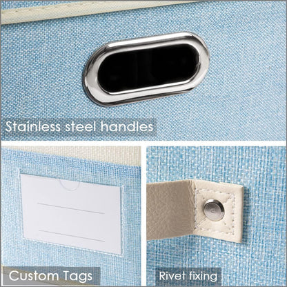 PRANDOM Large Foldable Storage Boxes with Lids [3-Pack] Fabric Collapsible Storage Bins Organizer