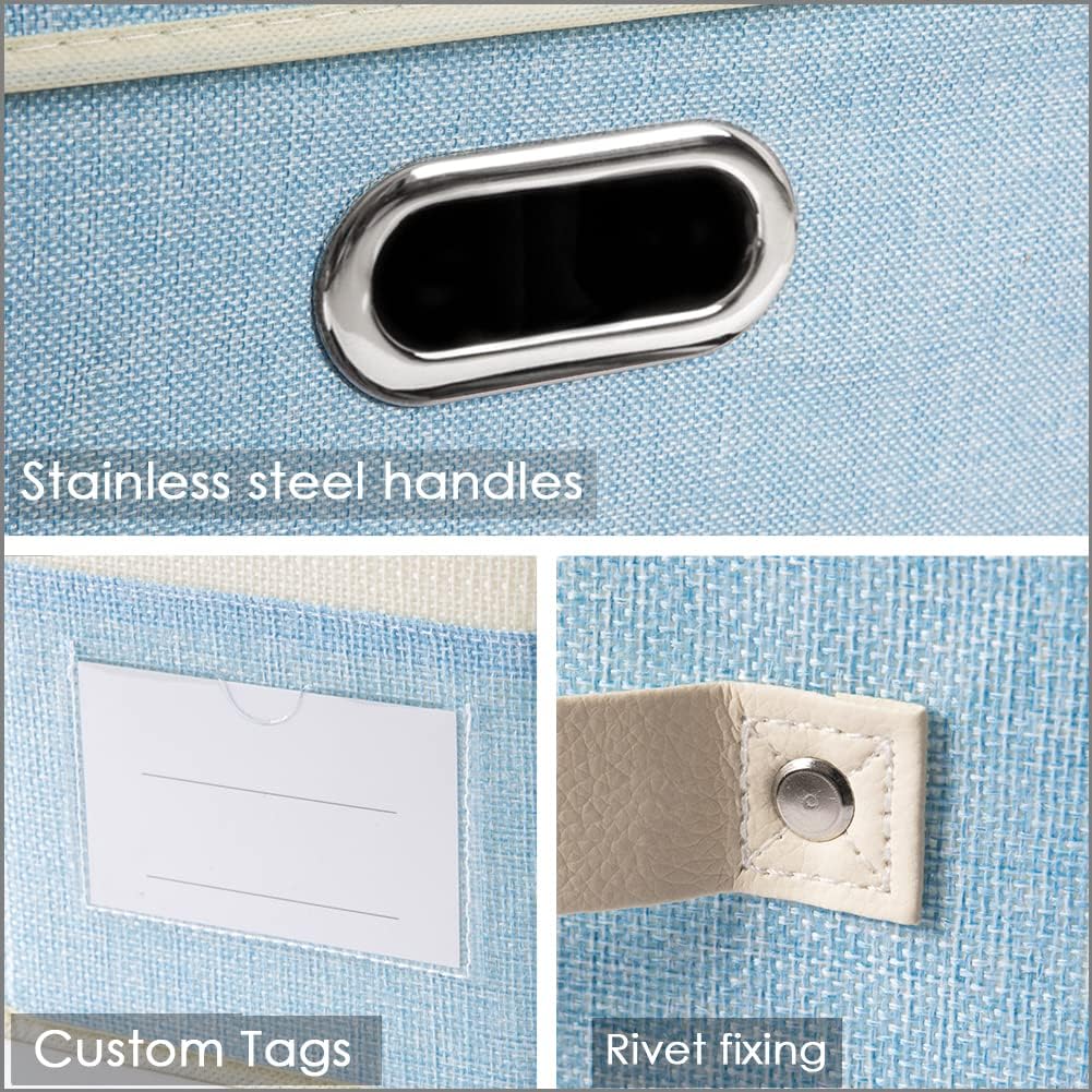 PRANDOM Collapsible Storage Bin with Lid [3-Pack] Fabric Foldable Storage Box Organizer Container