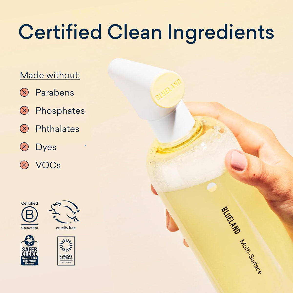 BLUELAND Multi-surface Cleaner, 4-Pack Refill, Fresh Lemon Scent, All-Purpose, Eco-Friendly