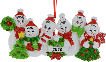3D Snowman Family of 6 Ornament 2025 Personalized Family Christmas Ornaments 2025 | Snow People