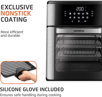 Air Fryer Oven 1800W, 12.7QT Capacity, Touchscreen Panel, Automatic Shut-Off – Black & Stainless