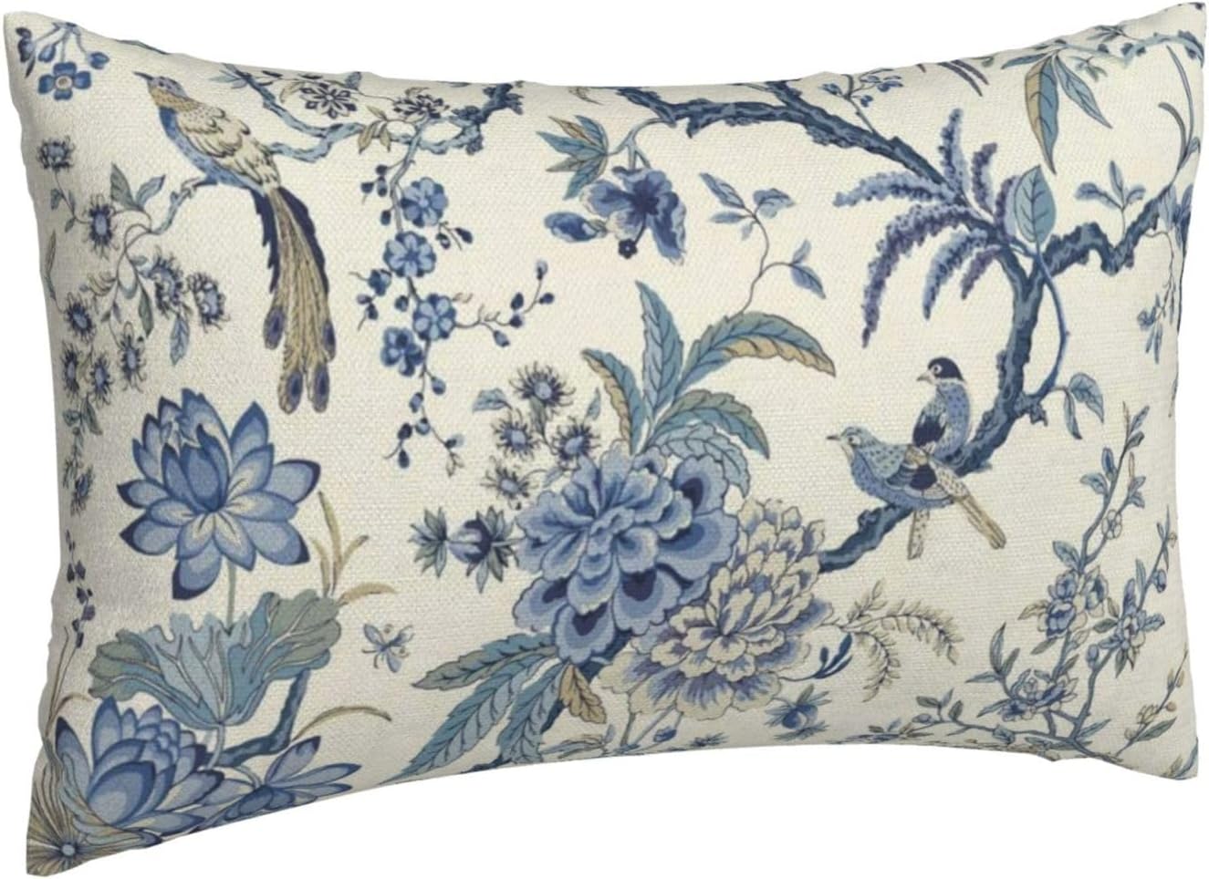 CXMEIFLY Spring Floral Birds Pillow Covers 12 x 20 Inch Set of 2 for Chinoiserie Flowers Decor
