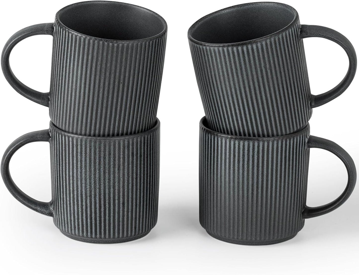famiware Coffee Mug Set for 4, Star 12 oz Catering Mugs Cup Set with Handle for Coffee, Tea, Cocoa