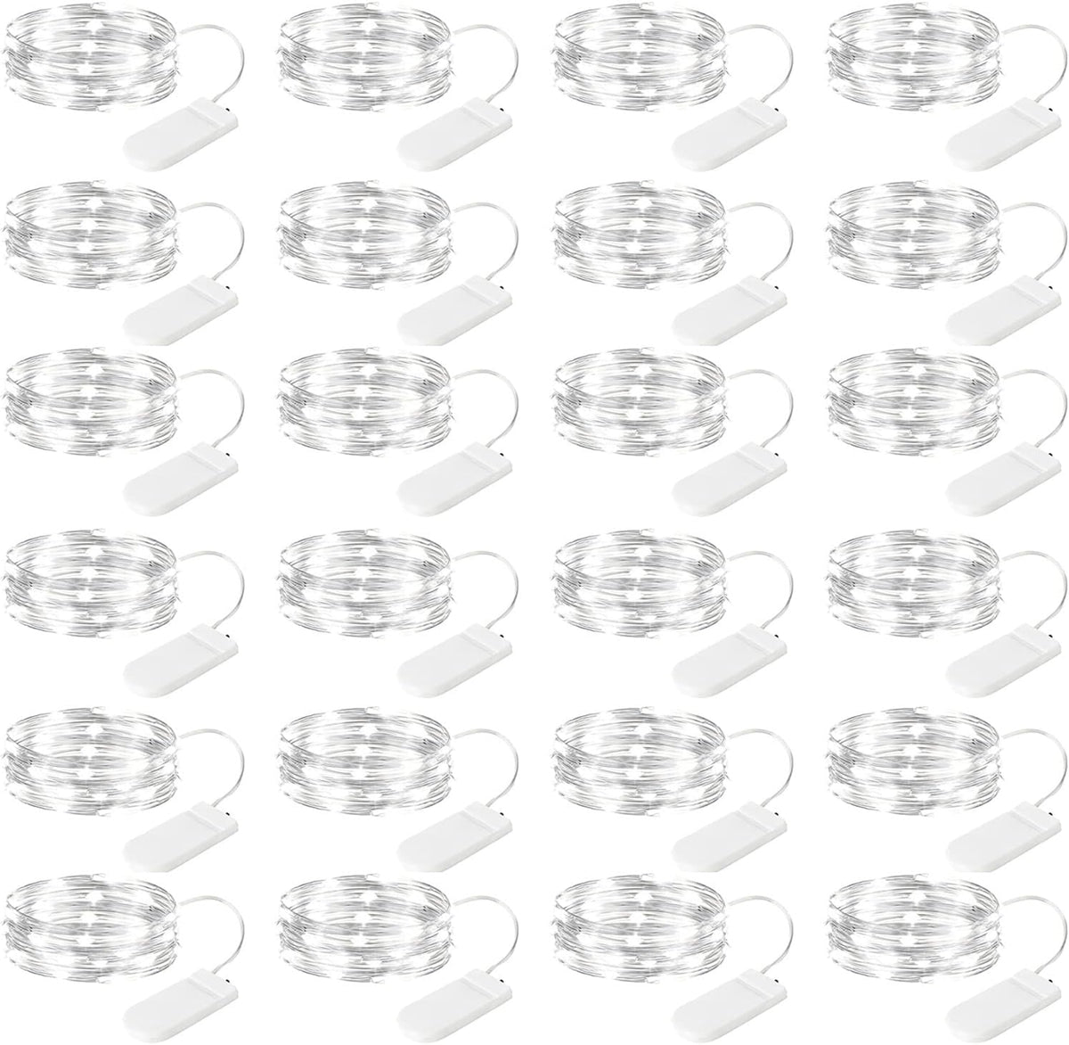 Brightown 24 Pack LED Fairy Lights Battery Operated 7 ft 20 LED String Light Waterproof Silver Wire