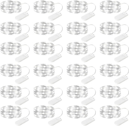 Brightown 24 Pack LED Fairy Lights Battery Operated 7 ft 20 LED String Light Waterproof Silver Wire