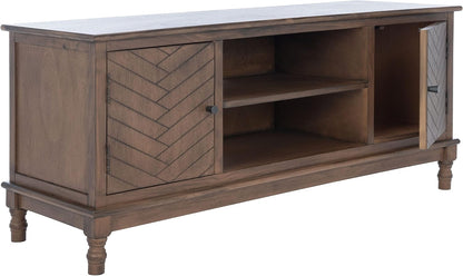 SAFAVIEH Magnolia TV Stand for up to 55" Flatscreen – Brown, 2 Doors with Interior Storage, 2 Open