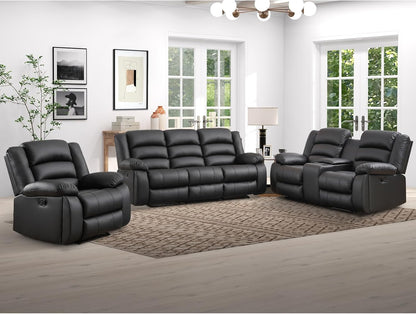 EBELLO Manual Faux Leather Recliner Sofa Set, Recliner Chair, Loveseat Reclining Sofa and 3 Seat
