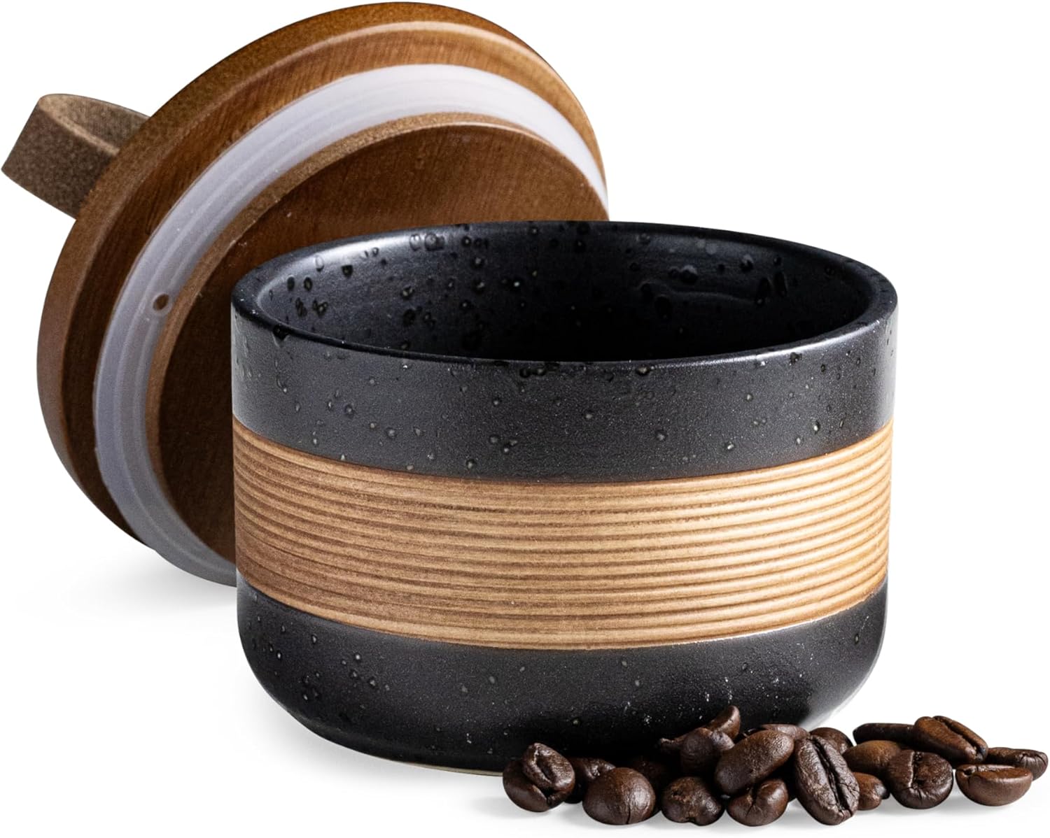 Small Ceramic Jar with Lid, Coffee Container Kitchen Food Storage Jars for Spice Sugar Tea Bag