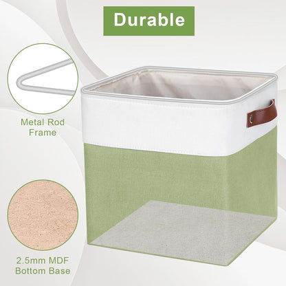 Collapsible Fabric Storage Cubes 11x11 Cube Storage Bins, 4 Pack Closet Baskets Box with Handles