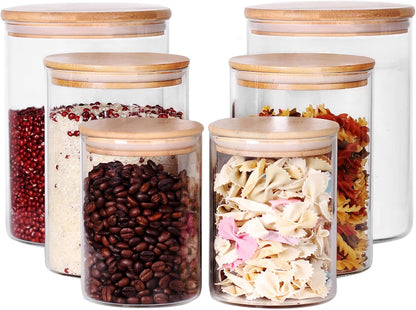 Glass flour Jars with Airtight Lids, 6 Pack Sugar and Flour Salt Containers Set, Extra Large Glass
