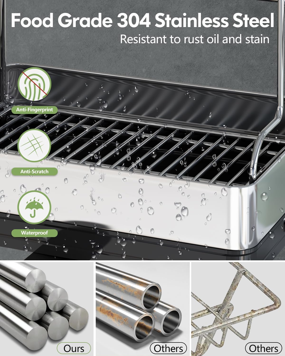 BOOSINY Extra Large Stainless Steel Dish Drying Rack, 2 Tier Dish Racks for Kitchen Counter, Dish