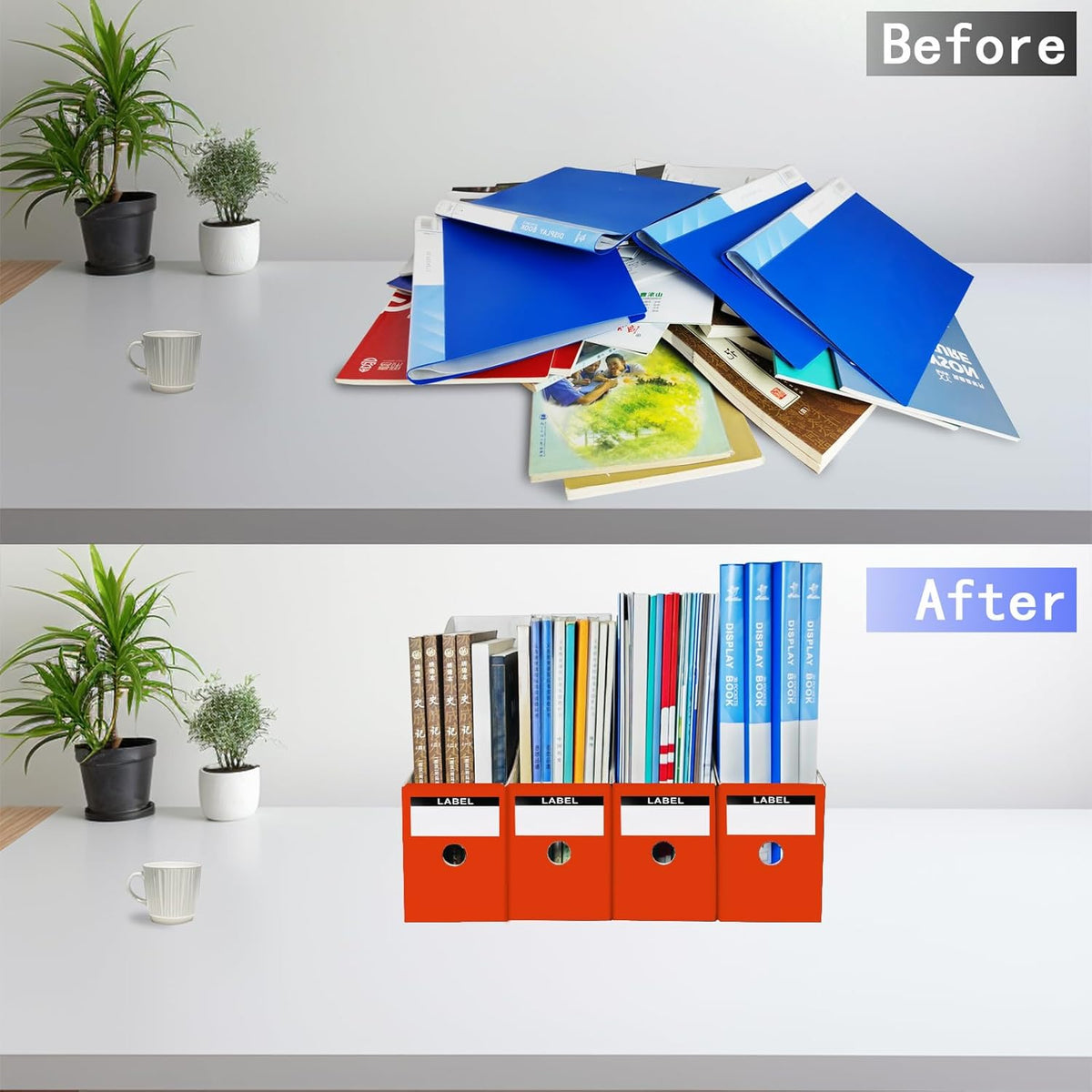 Cardboard Magazine Holder (24 Pack), Sturdy Book Bins for Classroom, Vertical File Folder
