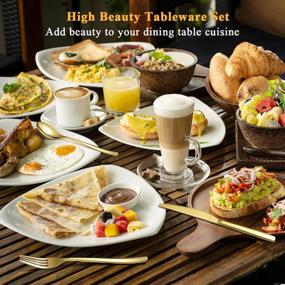 Berglander Gold Silverware Set 60pcs Service for 12, Golden Titanium Plating Stainless Steel