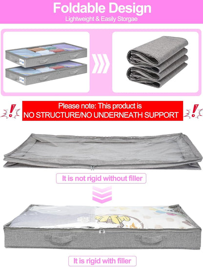 punemi Under Bed Storage Containers, Below 4 Inches Tall Low Profile Underbed Storage, NO