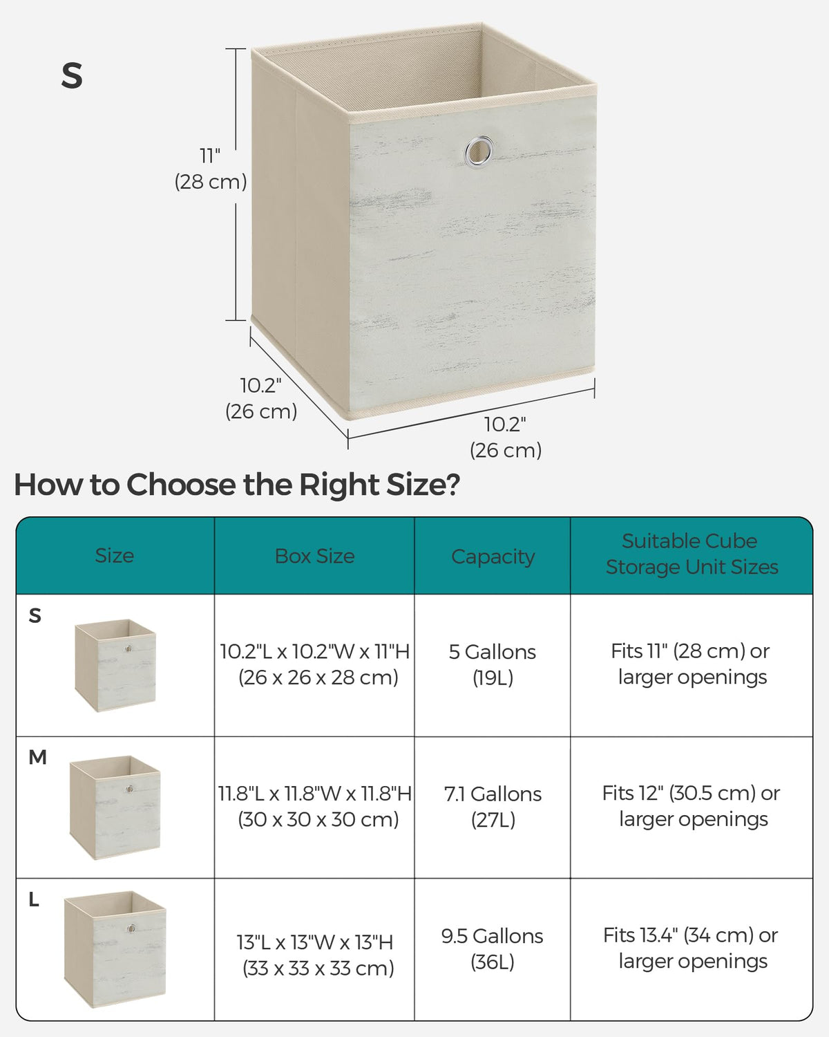 SONGMICS Storage Cubes, Set of 6, 11-Inch Foldable Closet Organizers