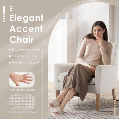 COLAMY Modern Wingback Living Room Chair, Upholstered Fabric Accent Armchair, Single Sofa Chair