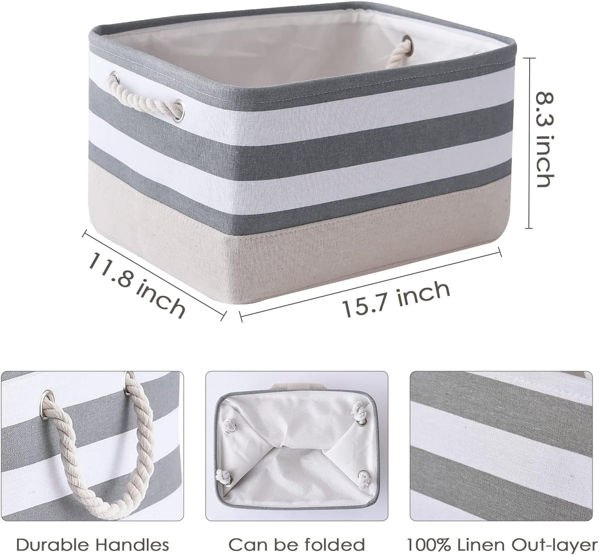 TheWarmHome Storage Basket Fabric Basket with Handles Dog Toy Basket Cloth Storage Bin Shelf Basket