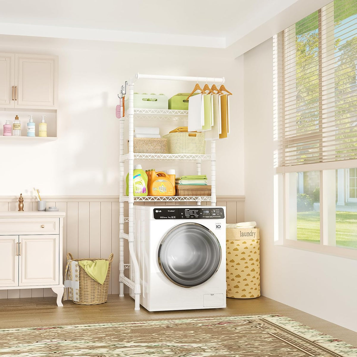 Ulif U11 Mini Over Washer and Dryer Shelves, 3 Tiers Laundry Room Storage and Organizer Standing