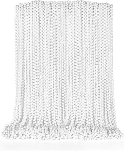 50PCS Bead Necklace, White Mardi Gras Bead Necklace Stuff Party Favors, 33" Mardi Gras Beads