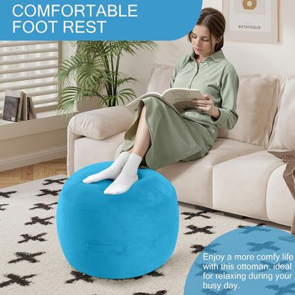 MeMoreCool Round Stuffed Pouf Ottoman Foot Rest, Floor Pouf Foot Stool with Soft Foam Chunk