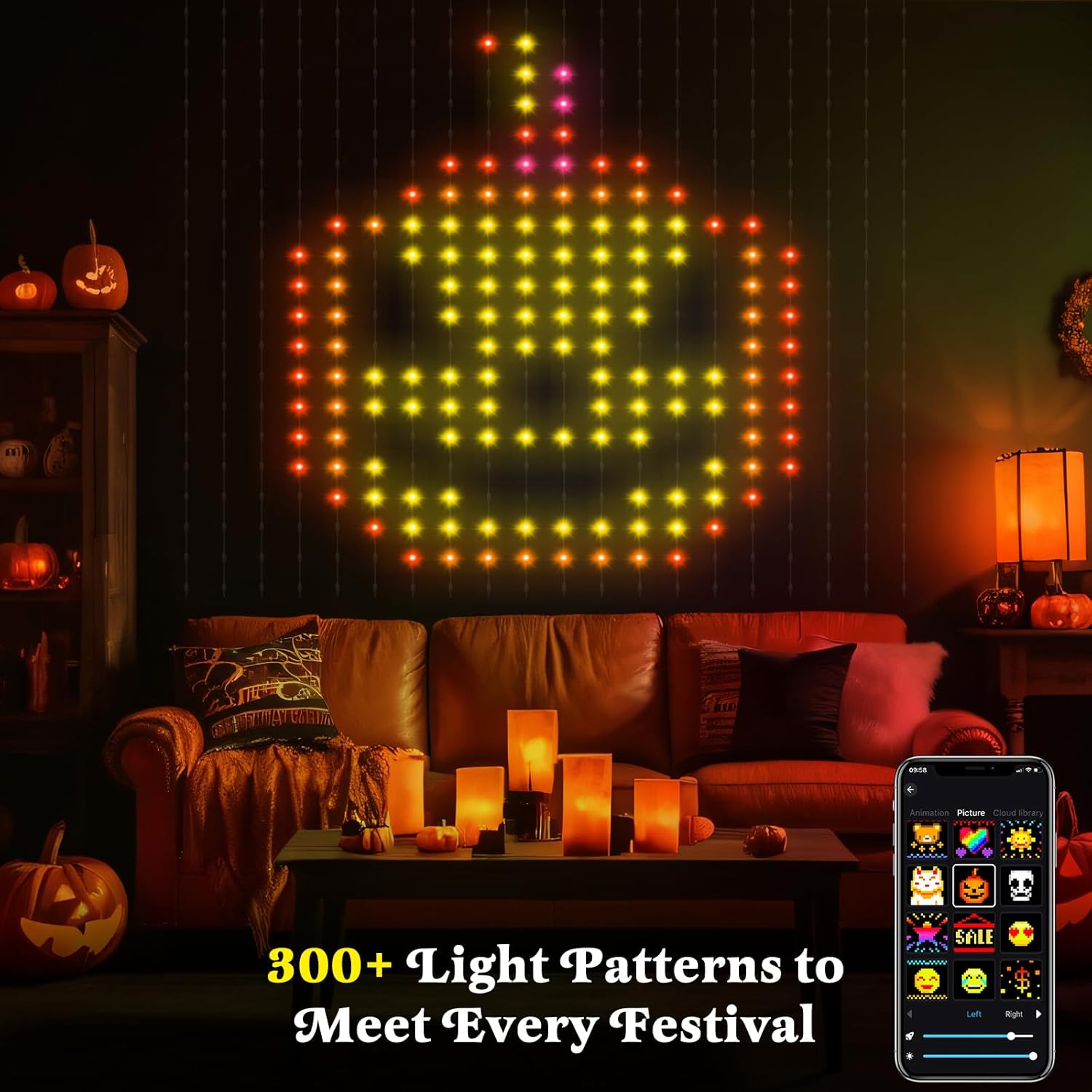 Smart Curtain Lights 400 LED, Color Changing LED Curtain Lights 6.6 * 6.6 FT, Dynamic DIY Fairy