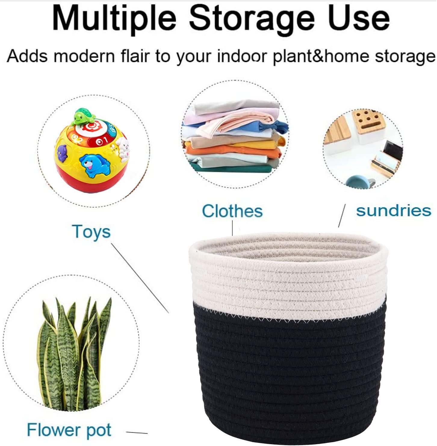 6.5 inch Planter Baskets for Indoor Planters Cotton Rope Flower Plant Pots Cover,Woven Storage