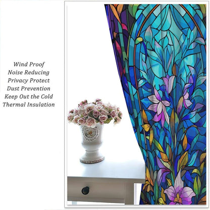 Stained Glass Curtains,Abstract Colorful Floral Geometric Art Home Decor Drapes for Bedroom Living